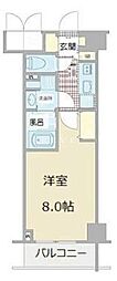東京メトロ有楽町線 月島駅 徒歩4分の賃貸マンション 2階1Kの間取り