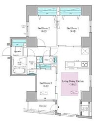 JR総武本線 馬喰町駅 徒歩2分の賃貸マンション 10階3LDKの間取り