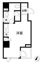JR山手線 神田駅 徒歩15分の賃貸マンション 6階ワンルームの間取り