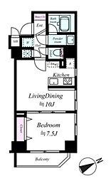 都営浅草線 浅草駅 徒歩9分の賃貸マンション 9階1LDKの間取り