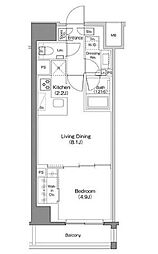 JR山手線 神田駅 徒歩15分の賃貸マンション 9階1LDKの間取り
