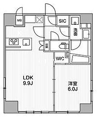 東京メトロ日比谷線 築地駅 徒歩6分の賃貸マンション 10階1LDKの間取り