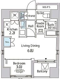 東京メトロ半蔵門線 水天宮前駅 徒歩7分の賃貸マンション 4階1DKの間取り