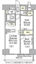 都営大江戸線 飯田橋駅 徒歩9分の賃貸マンション 2階2LDKの間取り