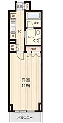 都営大江戸線 清澄白河駅 徒歩11分の賃貸マンション 4階1Kの間取り