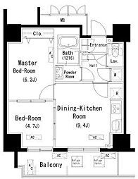 東京メトロ日比谷線 上野駅 徒歩13分の賃貸マンション 6階2DKの間取り