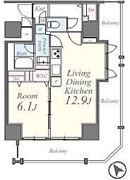 東京メトロ丸ノ内線 茗荷谷駅 徒歩2分の賃貸マンション 6階1LDKの間取り