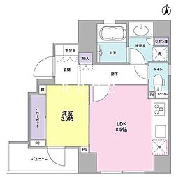 JR総武線 浅草橋駅 徒歩13分の賃貸マンション 8階1LDKの間取り