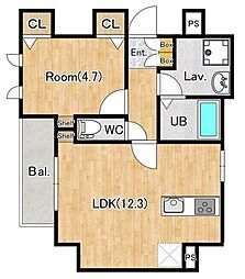 JR総武本線 馬喰町駅 徒歩15分の賃貸マンション 9階1LDKの間取り