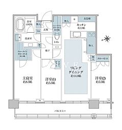 JR山手線 浜松町駅 徒歩16分の賃貸マンション 34階3LDKの間取り