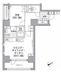JR山手線 東京駅 徒歩14分の賃貸マンション 7階1LDKの間取り