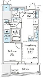 JR山手線 有楽町駅 徒歩11分の賃貸マンション 7階1LDKの間取り