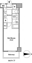 レジディア武蔵小杉 5階1Kの間取り