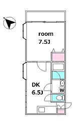 ブルーウェイブ 2階1DKの間取り