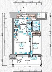 エスティメゾン川崎ウエスト 2階1DKの間取り