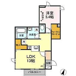 ロッシュマン　フリーゼ 2階1LDKの間取り