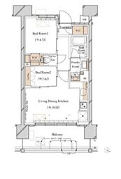 ブランシエスタ新丸子リバーフロント 2LDKの間取図画像