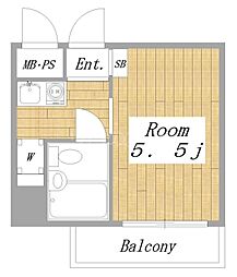 川崎アーバンリズ ワンルームの間取図画像