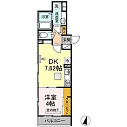 D-room塚越 1DKの間取図画像