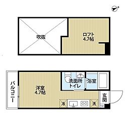 Primo ワンルームの間取図画像