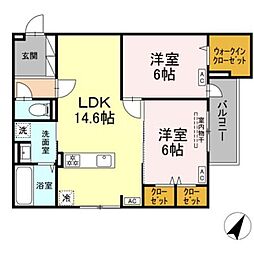 Serene Tera(セリーン テラ) 2LDKの間取図画像