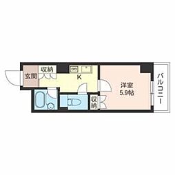 エスティメゾン川崎 1Kの間取図画像