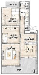 テラスハイツ鳴滝 2LDKの間取図画像
