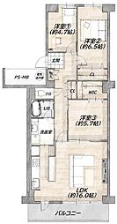 大津東スカイハイツ 3LDKの間取図画像