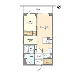 KDXレジデンス田園調布南 2DKの間取図画像