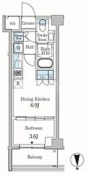 パークアクシス東蒲田 1階1DKの間取り