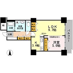品川シーサイドビュータワー2 1LDKの間取図画像