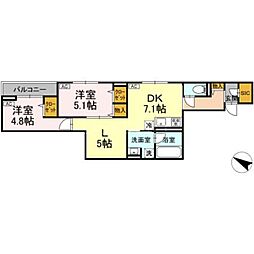 セレスティア大森東 2LDKの間取図画像