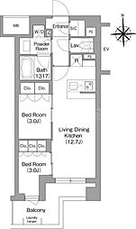 コンフォリア・リヴ大森西 5階2LDKの間取り