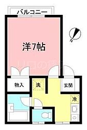 アーブルベール 1Kの間取図画像