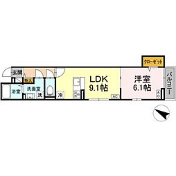 セレスティア大森東 1LDKの間取図画像