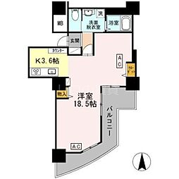 品川シーサイドビュータワー2 1Kの間取図画像