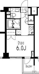 萩中イースト 6階1Kの間取り