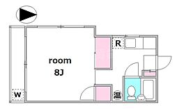望月アパート 2階1Kの間取り