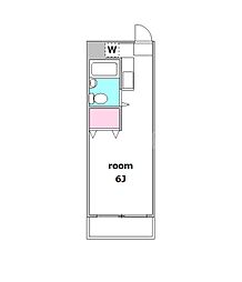 プレステージII 1階ワンルームの間取り