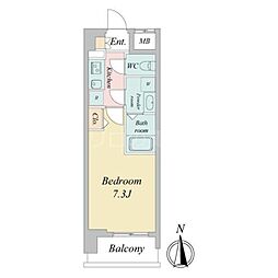 ドゥーエ蒲田 1Kの間取図画像