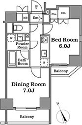 プラウドフラット蒲田2 1DKの間取図画像
