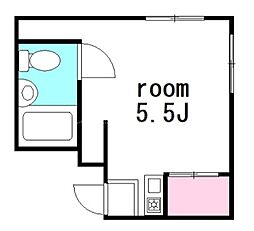 ドウェルさかえ 1階ワンルームの間取り