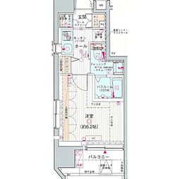 エステムプラザ品川大井町クリスタルヒルズ 1Kの間取図画像