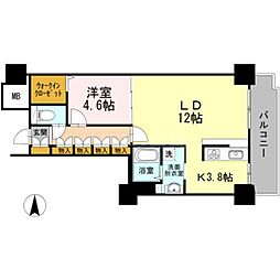 品川シーサイドビュータワー1 1LDKの間取図画像