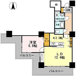 品川シーサイドビュータワー1 1LDKの間取図画像