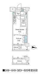 Ｊ．ＧＲＡＮ　Ｃｏｕｒｔ　品川西大井ＷＥＳＴ 3階1DKの間取り