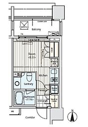 イプセ蒲田 1階ワンルームの間取り