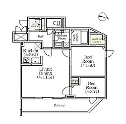 CREALpremier西馬込 1階2LDKの間取り