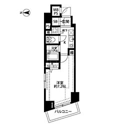 ヴェルト五反田イースト 4階1Kの間取り