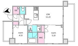 セレーノ水門通り 3階2LDKの間取り
